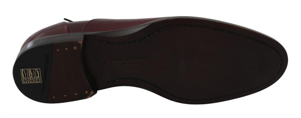 Chaussures habillées Derby en cuir rouge Bordeaux de Dolce &amp; Gabbana
