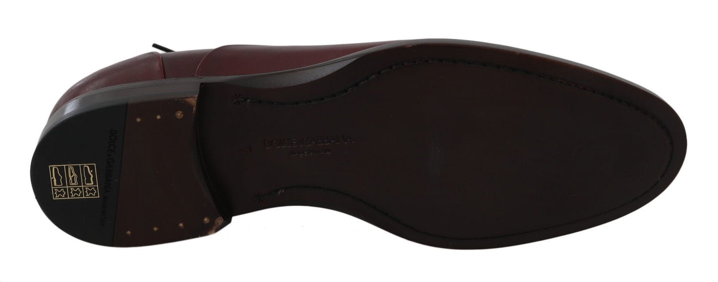 Chaussures habillées Derby en cuir rouge Bordeaux de Dolce & Gabbana
