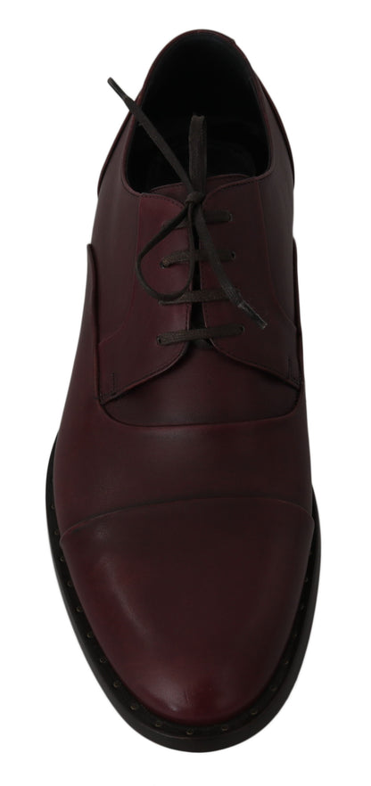 Chaussures habillées Derby en cuir rouge Bordeaux de Dolce & Gabbana