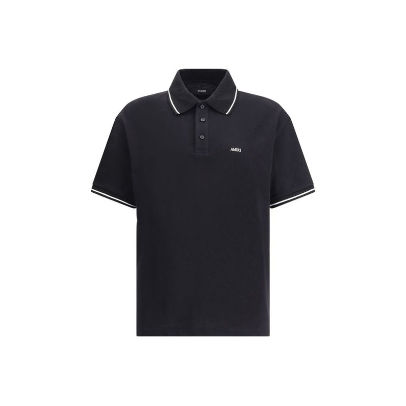 Amiri Black Cotton Polo T-Shirt - Élégance Contemporaine