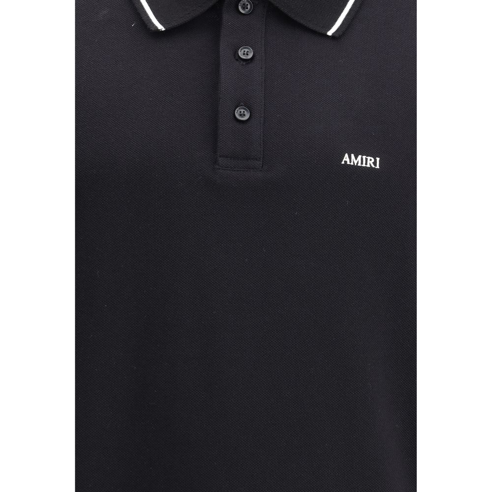 Amiri Black Cotton Polo T-Shirt - Élégance Contemporaine