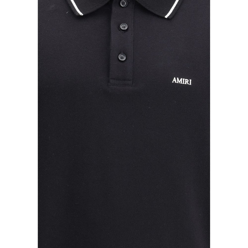 Amiri Black Cotton Polo T-Shirt - Élégance Contemporaine