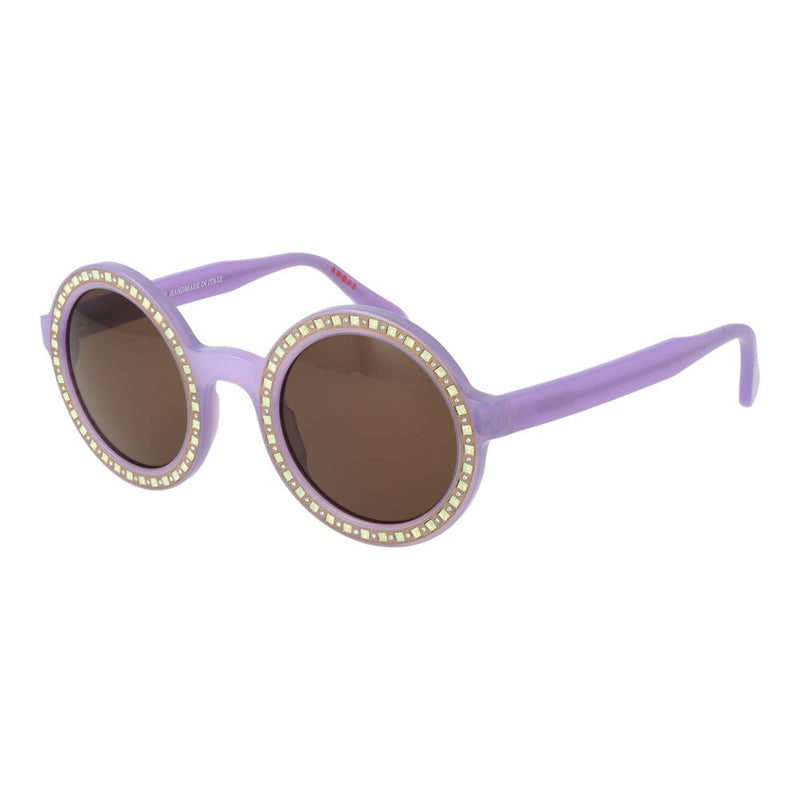 Andy Wolf Purple Unisex Sunglasses - Trendy Round Acetate Frame