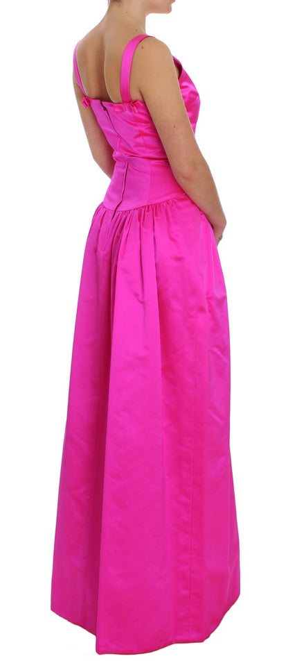 Robe de bal longue en soie rose, style fourreau, de Dolce & Gabbana
