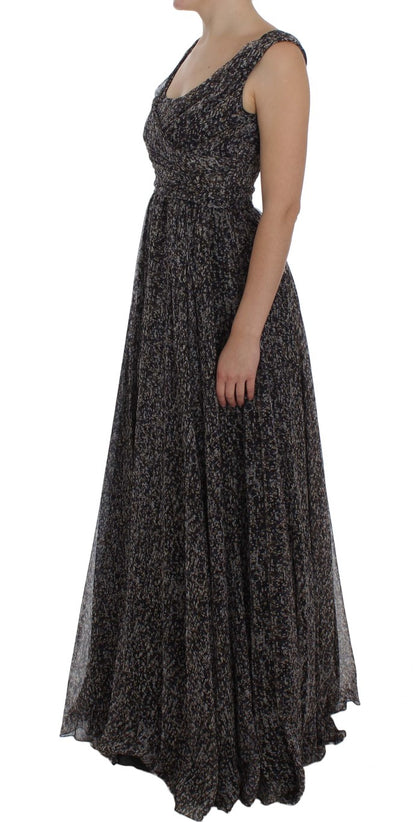 Robe longue en soie noire à la coupe ample de Dolce & Gabbana