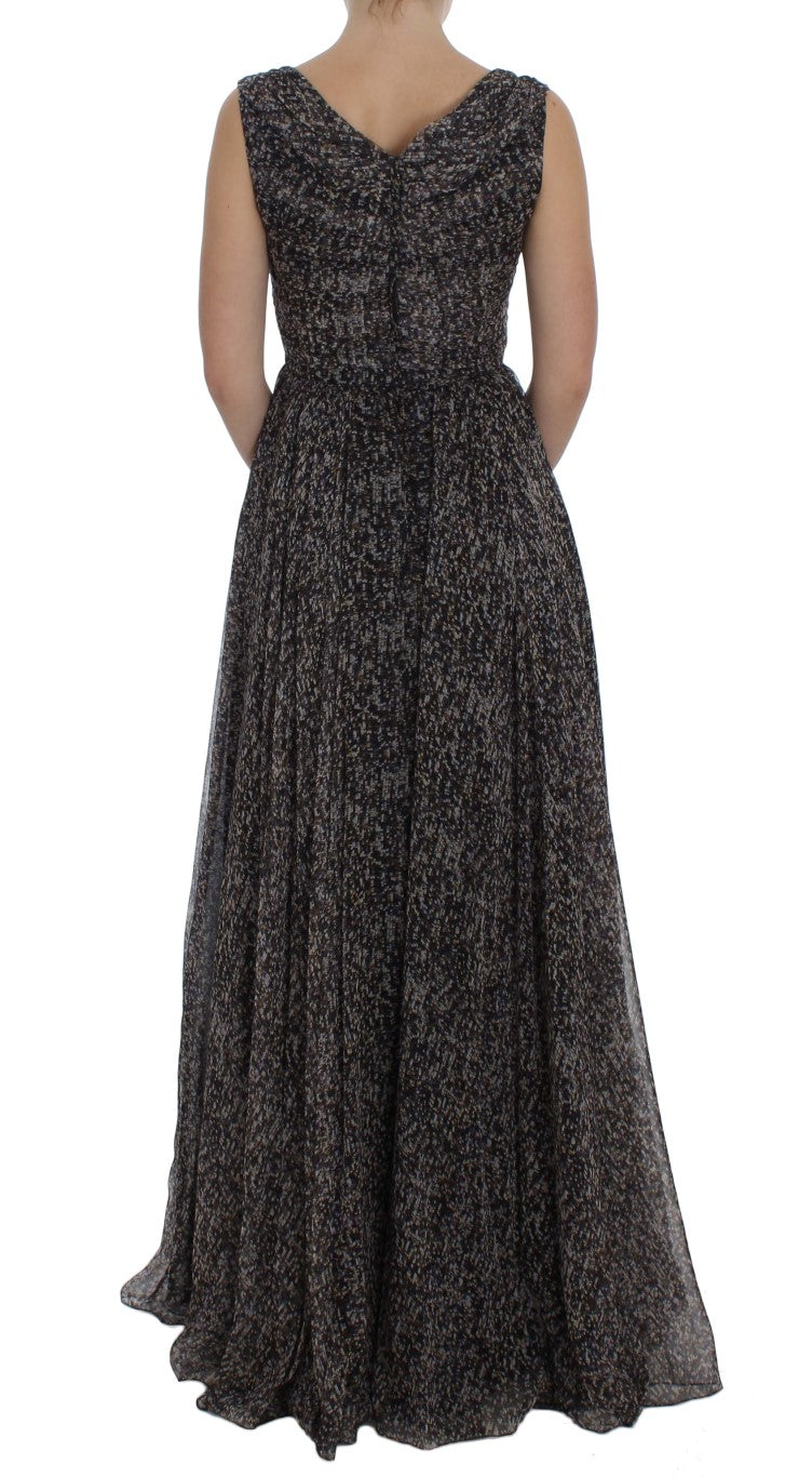 Robe longue en soie noire à la coupe ample de Dolce & Gabbana