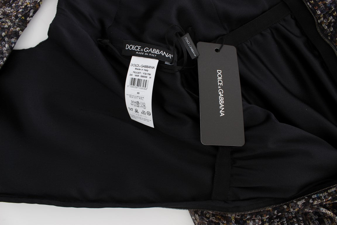 Robe longue en soie noire à la coupe ample de Dolce & Gabbana