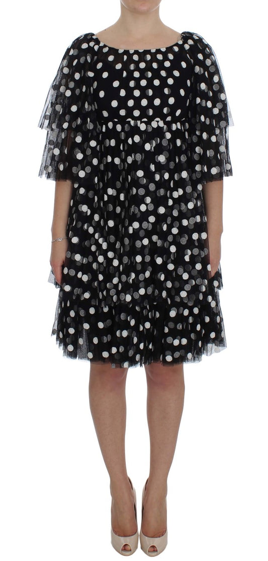 Robe à volants à pois noirs et blancs de Dolce & Gabbana