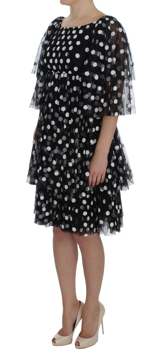 Robe à volants à pois noirs et blancs de Dolce & Gabbana