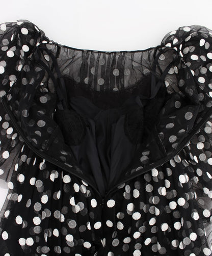 Robe à volants à pois noirs et blancs de Dolce & Gabbana