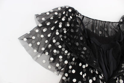 Robe à volants à pois noirs et blancs de Dolce & Gabbana