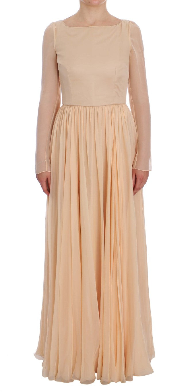 Robe de bal beige en soie de Dolce &amp; Gabbana, longueur maxi.