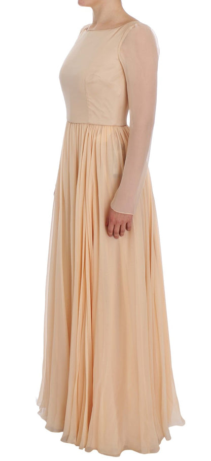 Robe de bal beige en soie de Dolce & Gabbana, longueur maxi.