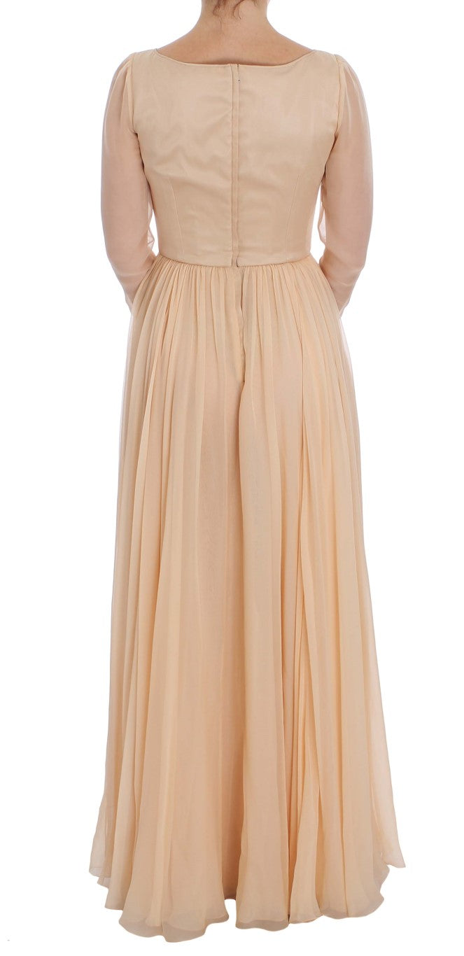 Robe de bal beige en soie de Dolce &amp; Gabbana, longueur maxi.