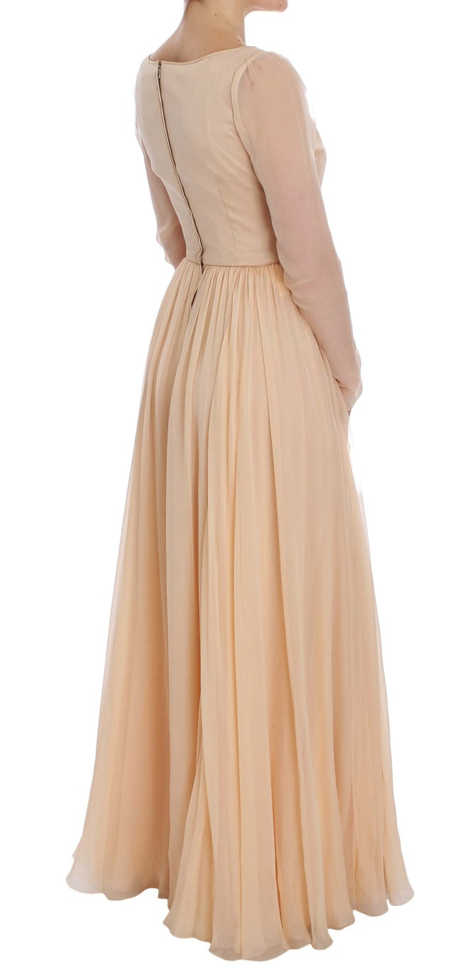 Robe de bal beige en soie de Dolce &amp; Gabbana, longueur maxi.