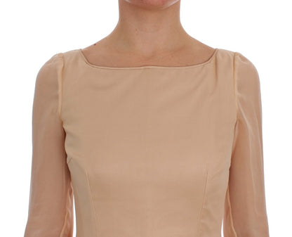 Robe de bal beige en soie de Dolce & Gabbana, longueur maxi.