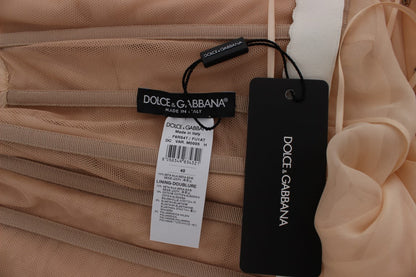 Robe de bal beige en soie de Dolce & Gabbana, longueur maxi.