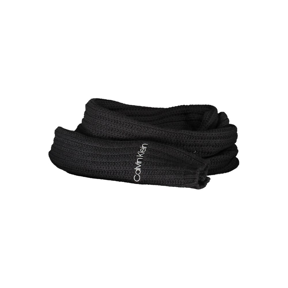 Écharpe en Coton Noir Calvin Klein avec Détails Contrastants