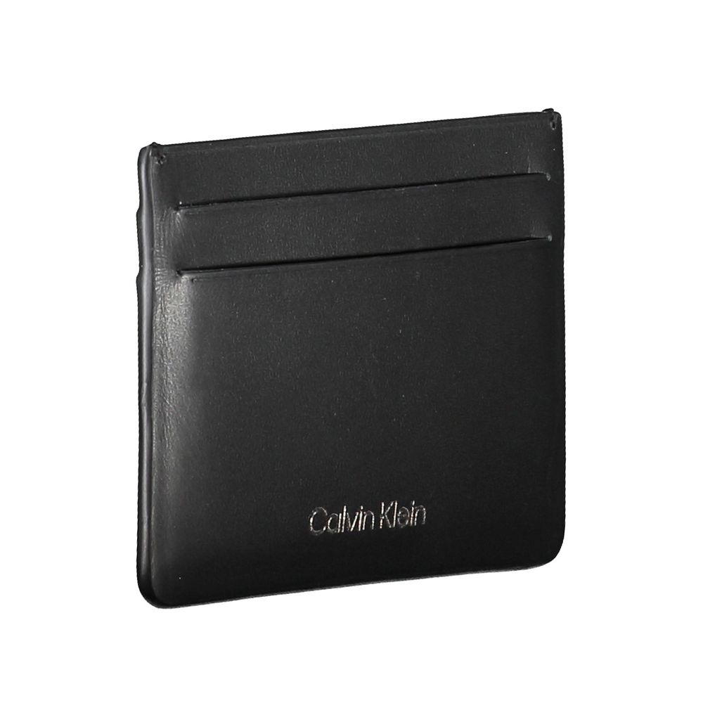 Portefeuille en cuir noir Calvin Klein