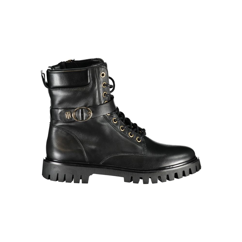Tommy Hilfiger Black Leather Women Boot - Élégance et Polyvalence