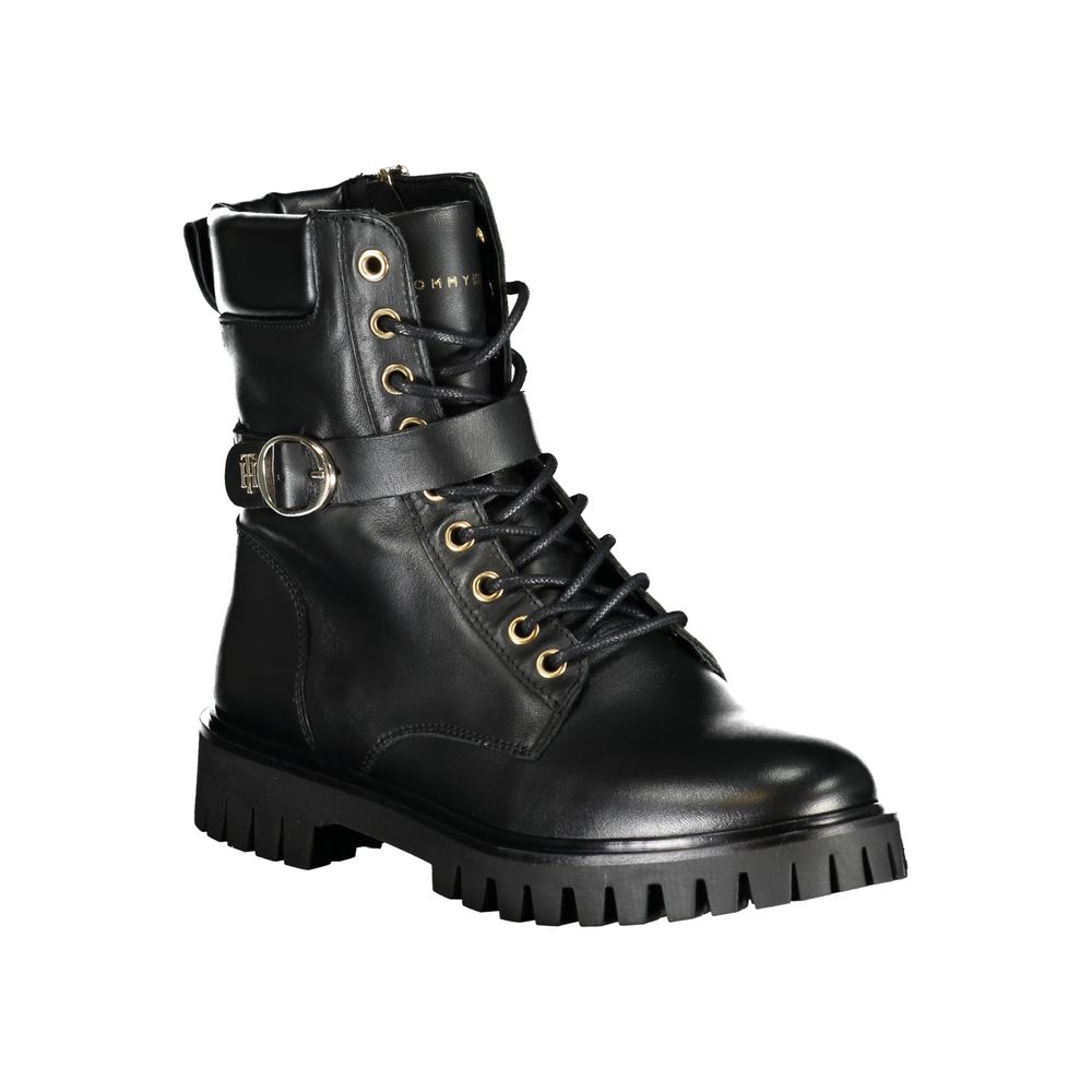 Tommy Hilfiger Black Leather Women Boot - Élégance et Polyvalence