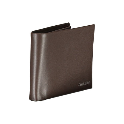 Portefeuille en cuir marron Calvin Klein