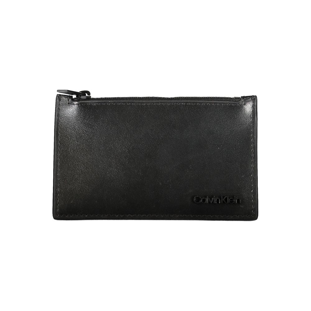 Portefeuille en cuir noir Calvin Klein