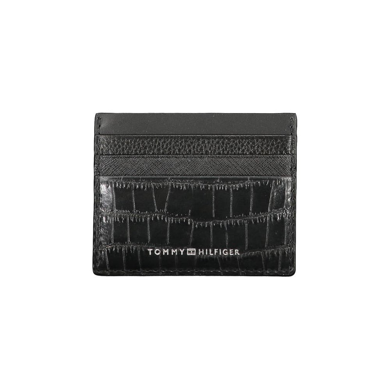 Portefeuille en cuir noir Tommy Hilfiger