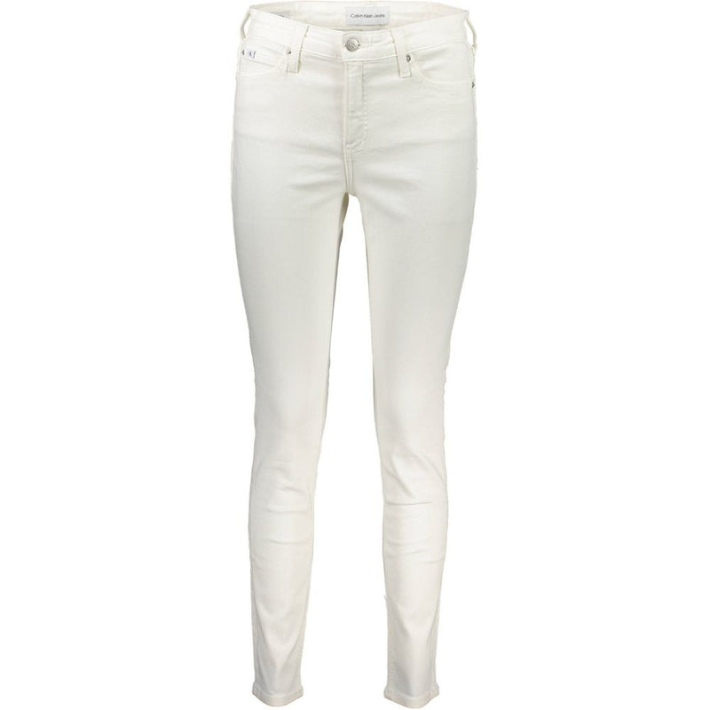 Jean Femme Calvin Klein Blanc en Coton - Élégant et Confortable