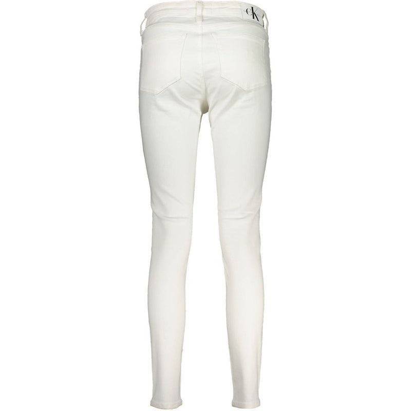 Jean Femme Calvin Klein Blanc en Coton - Élégant et Confortable
