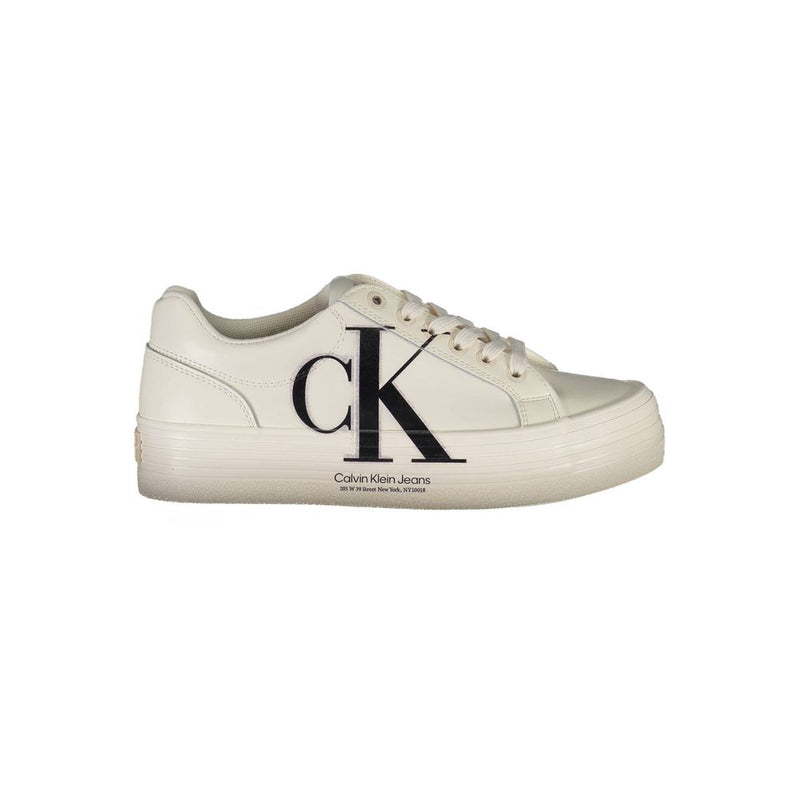 Calvin Klein Women's White Polyester Sneakers - Sustainable Comfort