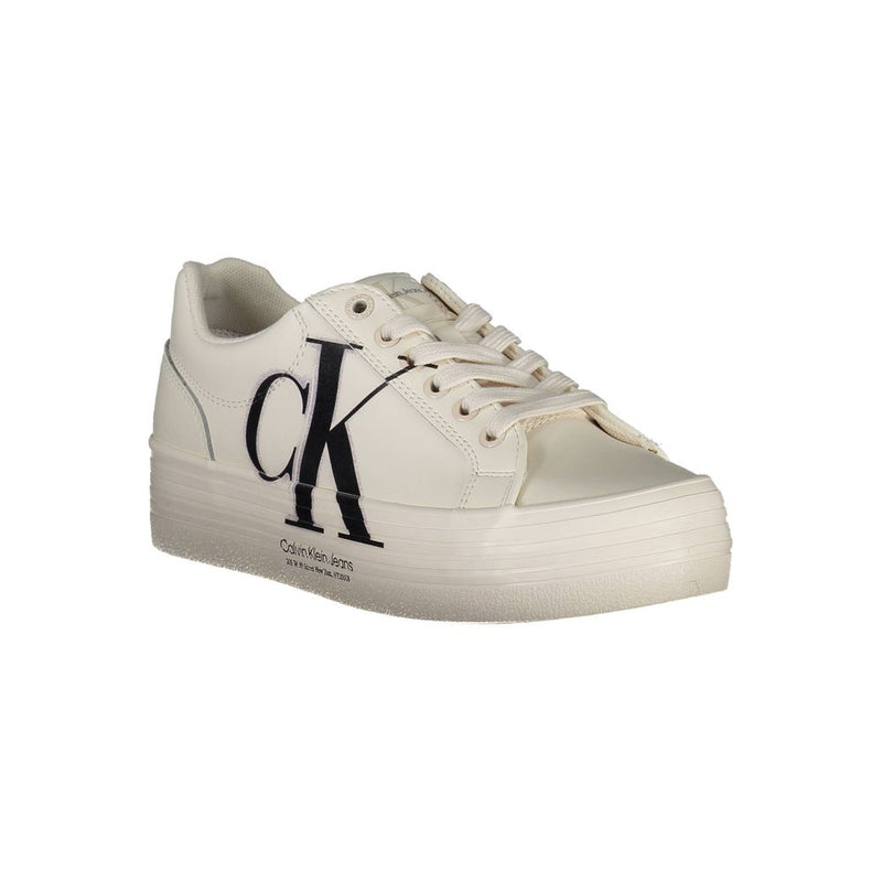 Calvin Klein Women's White Polyester Sneakers - Sustainable Comfort