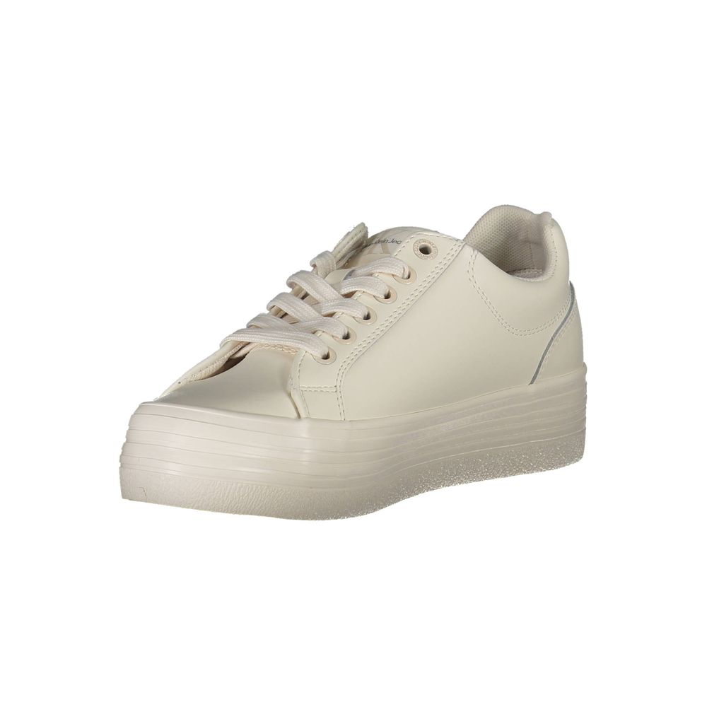 Calvin Klein Women's White Polyester Sneakers - Sustainable Comfort