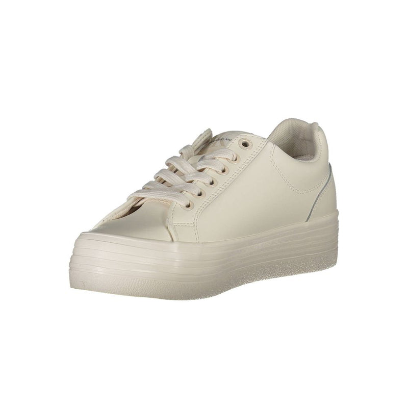 Calvin Klein Women's White Polyester Sneakers - Sustainable Comfort