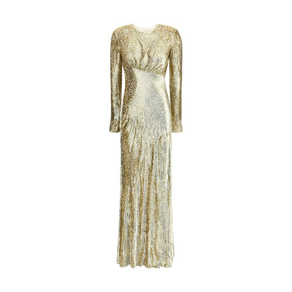 Self-Portrait Gold thread long Dress