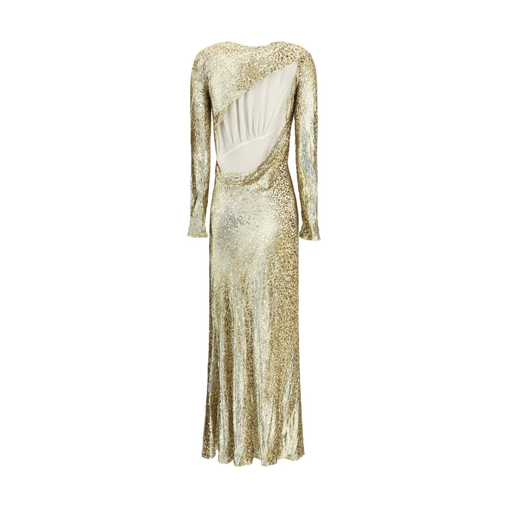 Self-Portrait Gold thread long Dress