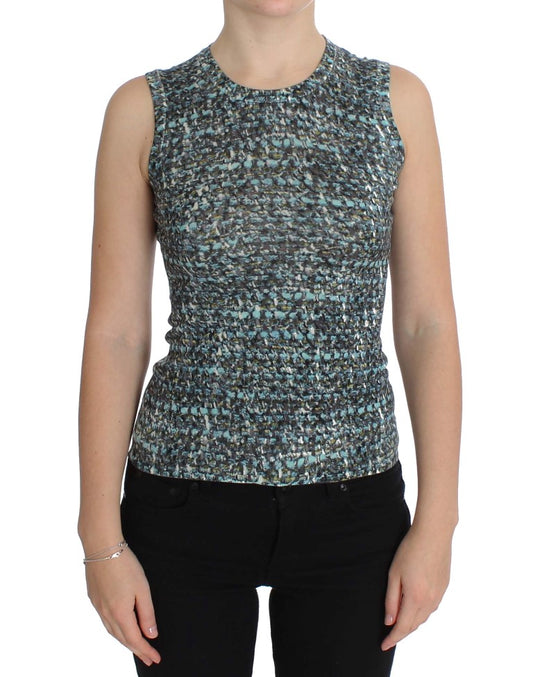 Pull sans manches en laine bleue de Dolce & Gabbana