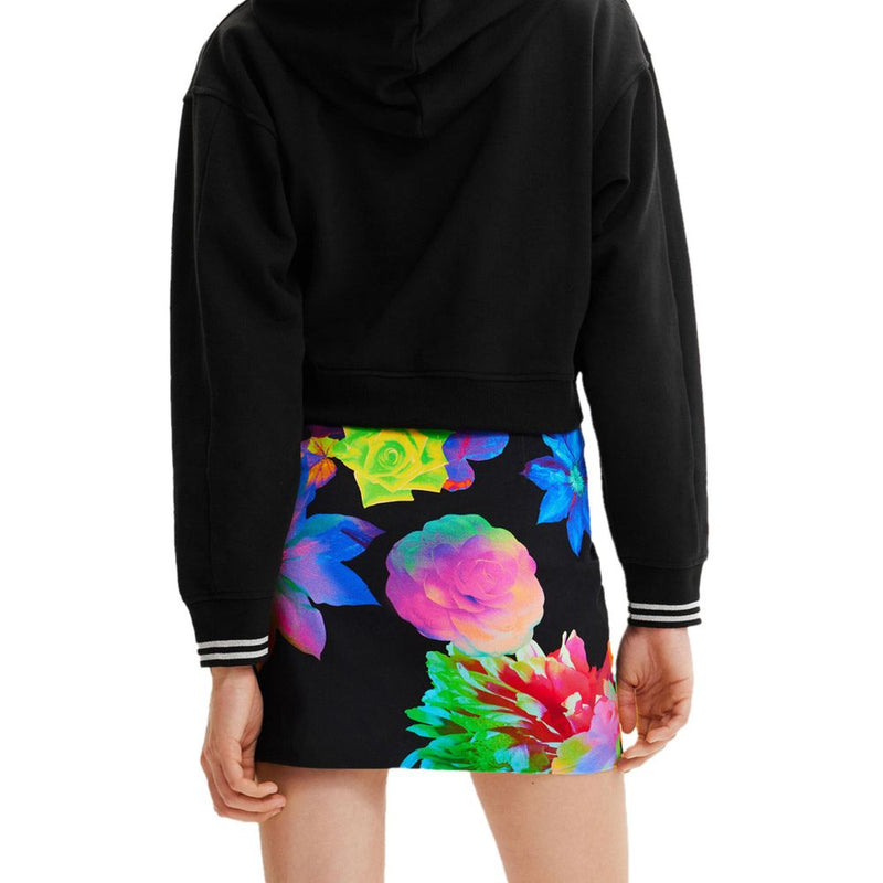 Desigual Black Cotton Mini Skirt - Floral Printed Design