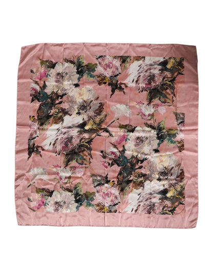 Dolce & Gabbana roze zijden bloemenprint vierkante foulard sjaal