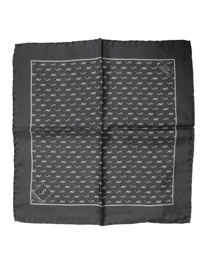 Foulard carré en soie imprimé poisson noir Dolce &amp; Gabbana pour homme