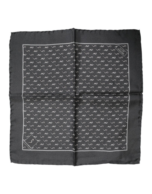 Foulard carré en soie imprimé poisson noir Dolce &amp; Gabbana pour homme