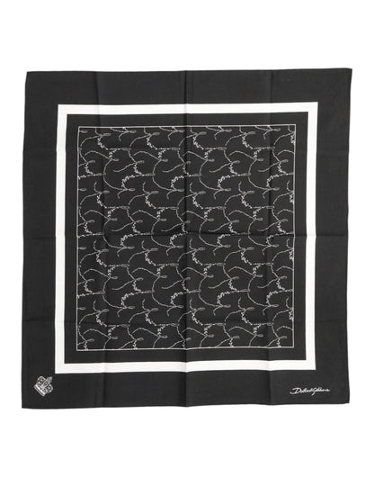 Dolce & Gabbana Zwart Wit Geprinte Vierkante Heren Foulard Sjaal