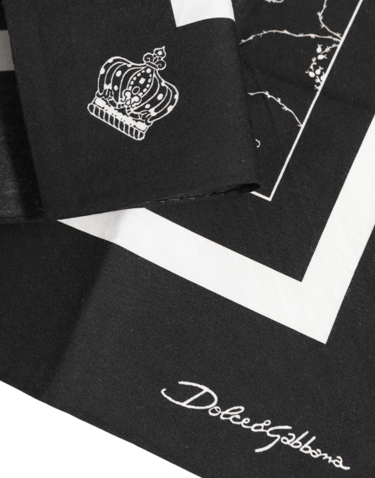 Foulard carré imprimé noir et blanc Dolce &amp; Gabbana pour homme