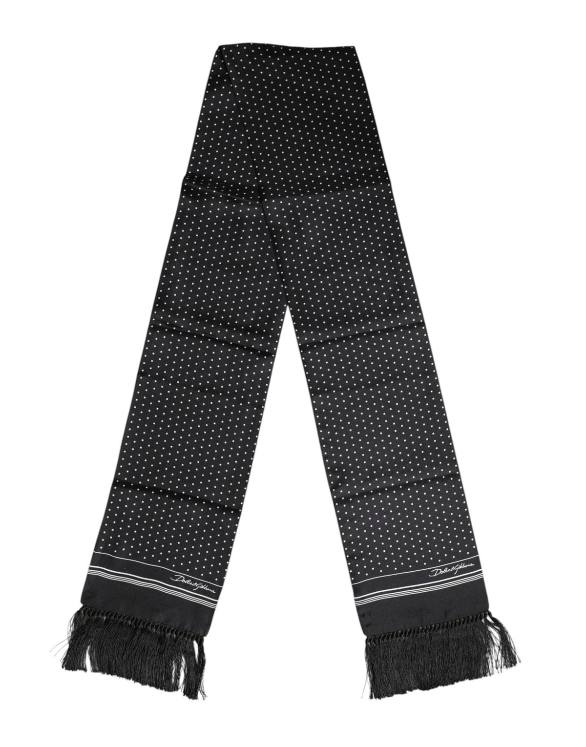 Foulard à franges à pois noirs et blancs Dolce &amp; Gabbana