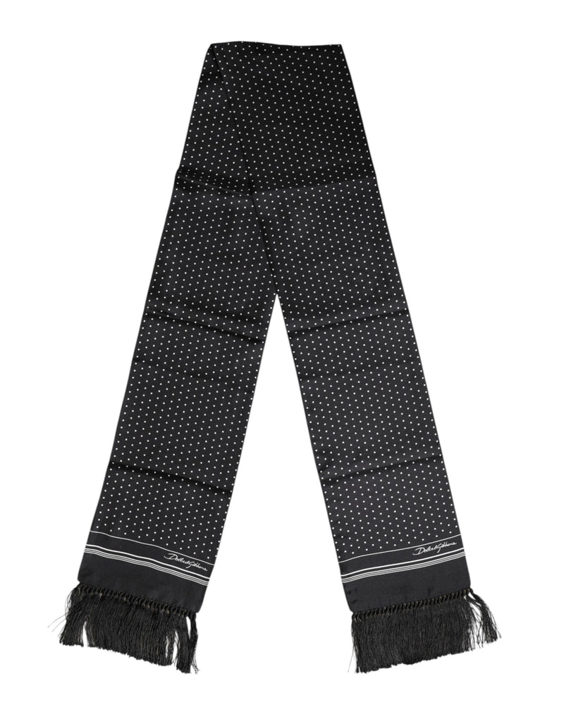 Foulard à franges à pois noirs et blancs Dolce &amp; Gabbana
