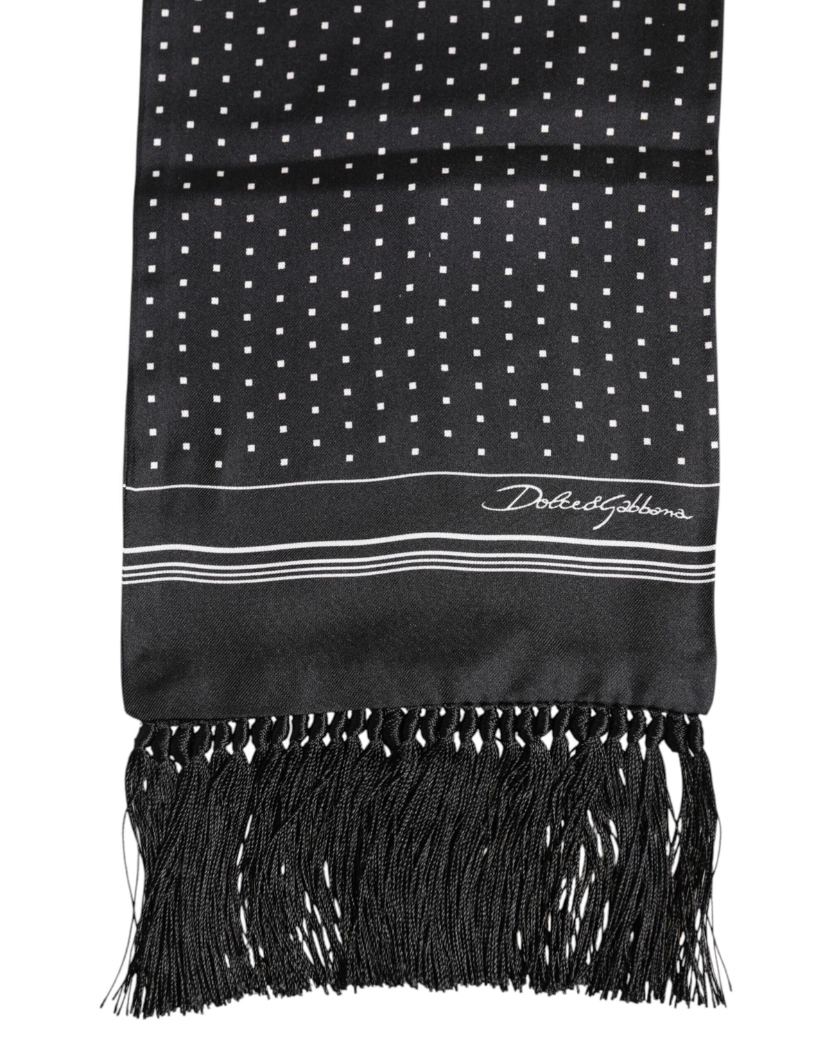 Foulard à franges à pois noirs et blancs Dolce &amp; Gabbana
