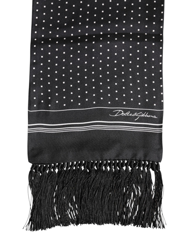 Foulard à franges à pois noirs et blancs Dolce &amp; Gabbana