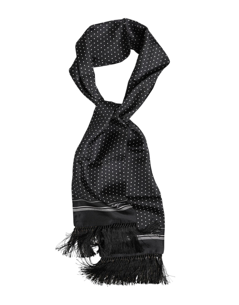 Foulard à franges à pois noirs et blancs Dolce &amp; Gabbana