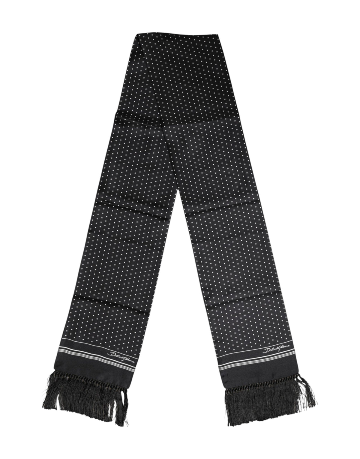 Foulard à franges à pois noirs et blancs Dolce &amp; Gabbana