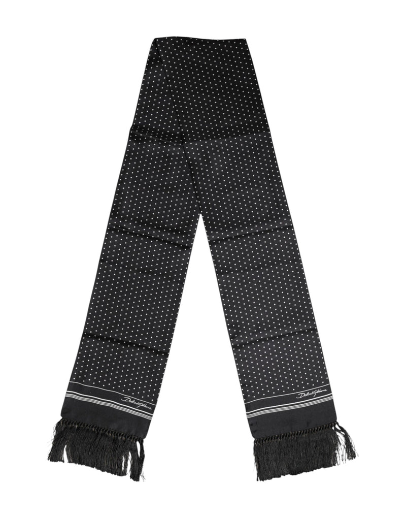 Foulard à franges à pois noirs et blancs Dolce &amp; Gabbana